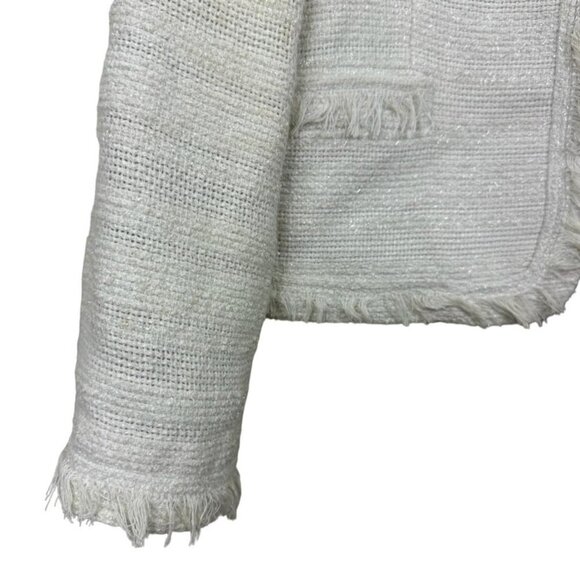 Alice + Olivia White Textured Boucle Tweed Jacket - Picture 12 of 16